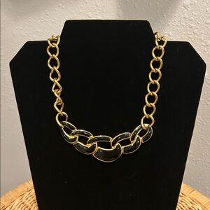 Vintage Napier Enamel‎ Choker Collar Gold and Black Chain Statement Necklace